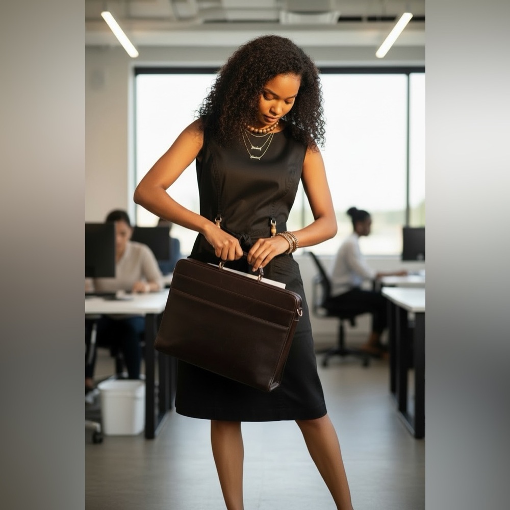 Sleek Black Sleeveless Tie-Waist Dress☑️ - Picture 4 of 8
